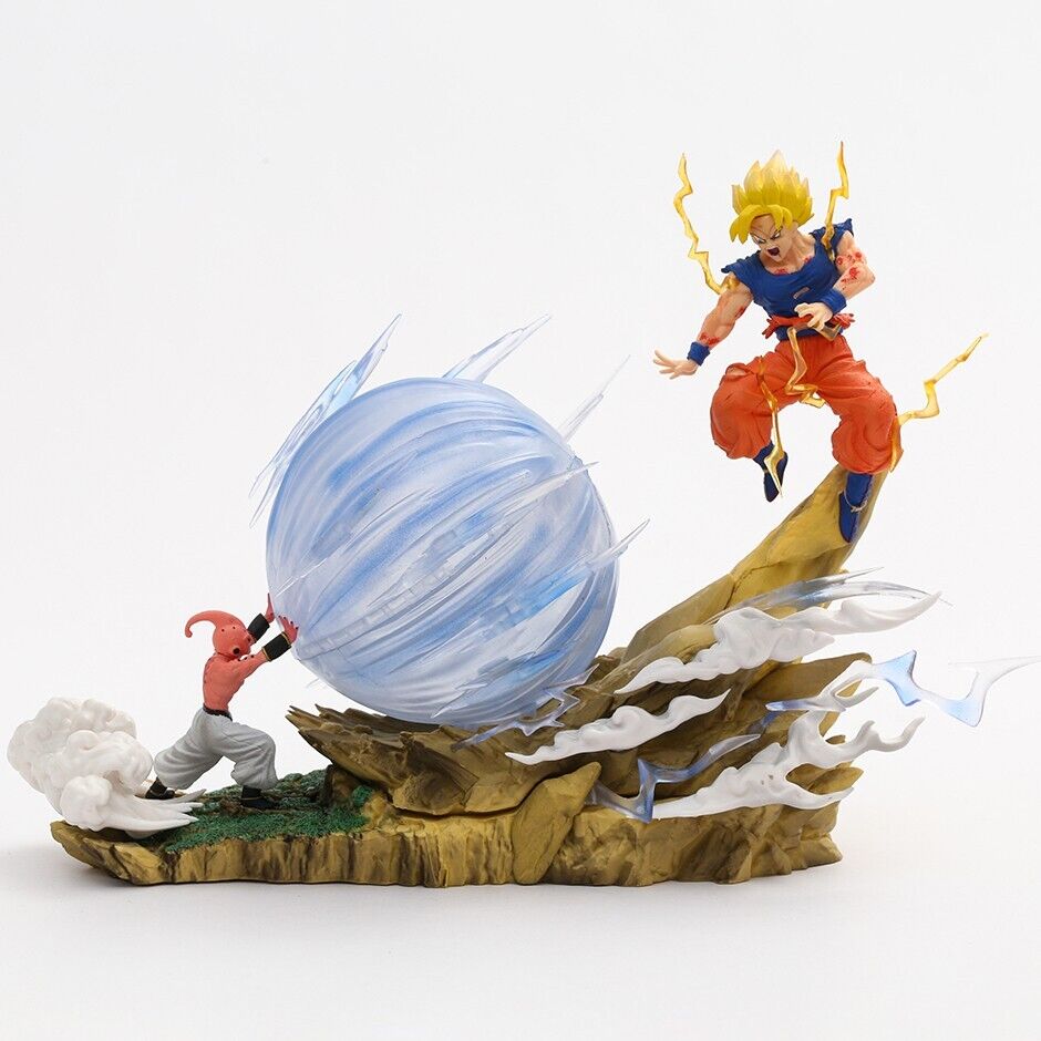 Dragon Ball Z Son Goku VS Majin Buu PVC Action Figure Model Toy Statue Light