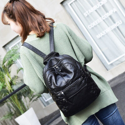Pu Leather Women Backpack Student School Bag Travel Backpack Shoulder Bag