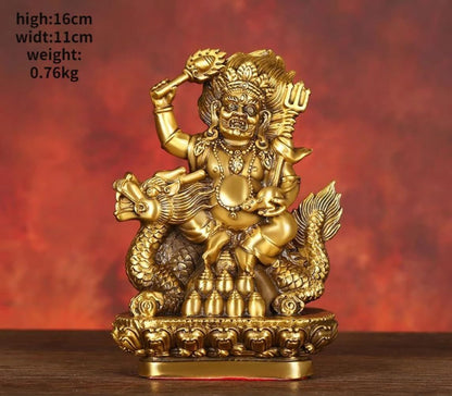 16cm Chinese Copper God of Wealth Ornaments Buddha Statue Home Bronze Statue