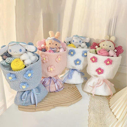 Cute Plush Doll Bouquet MyMelody Kuromi Cinnamoroll Stuffed Toy Doll Flower Gift