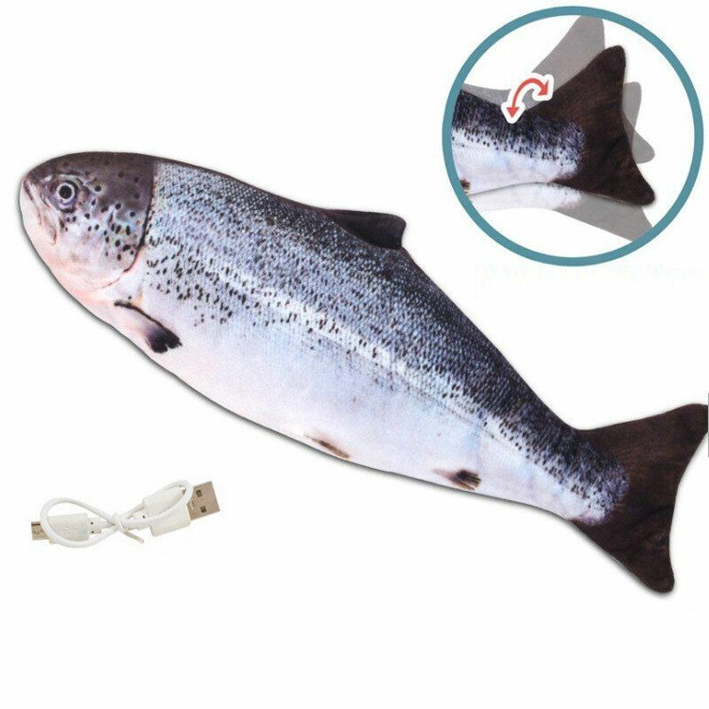 Electric Cat Toy Fish USB Charger Interactive Realistic Pet Chew Bite Floppy 30