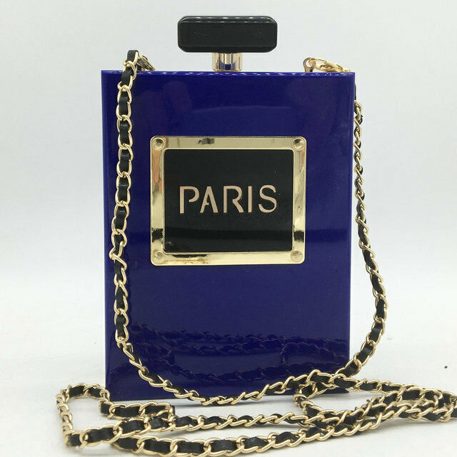 Women Fashion Perfume Bottle Acrylic Box Clutch Evening Handbag Day Clutches Bag