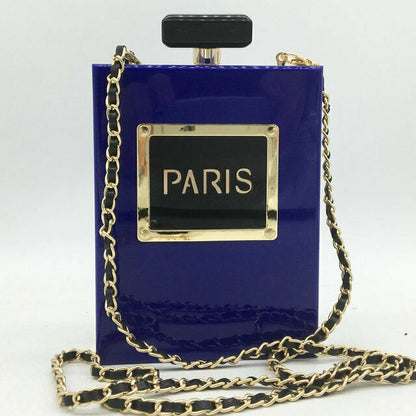 Women Fashion Perfume Bottle Acrylic Box Clutch Evening Handbag Day Clutches Bag