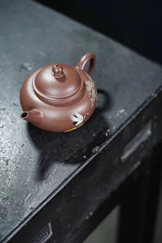 140cc chinese Yixing Handmade Zisha Purple clay Teapot shuiping Hu Tea Pot