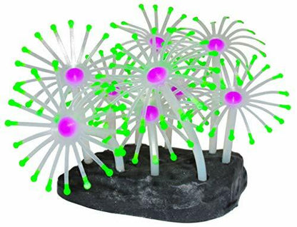 UV Glowing Silicone Faux Palythoa Coral Fish Tank Decoration with Weighted Base