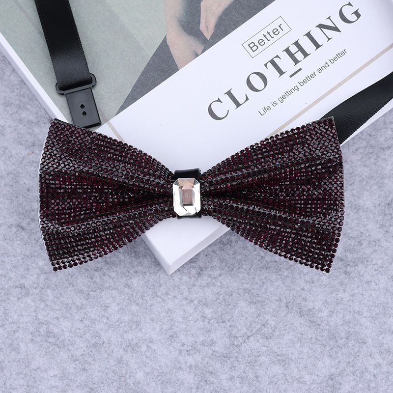 Men Rhinestone Bow Tie Shining Crystal Collar Bowtie Luxury Wedding Banquet Knot