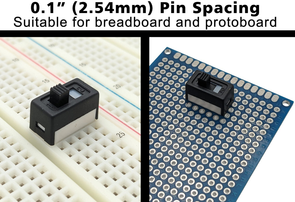 Mini SPDT Slide Switch with PC Leads on 0.1" Center - Ideal for Breadboards