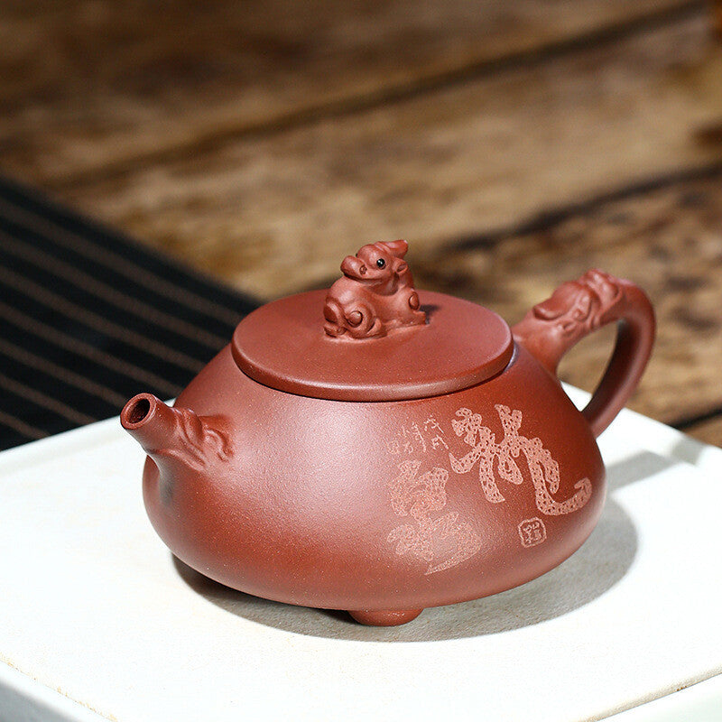 Chinese Tea Pot Real Yixing Zisha Shipiao Pot Clay Marked Mascot Statue 220ml