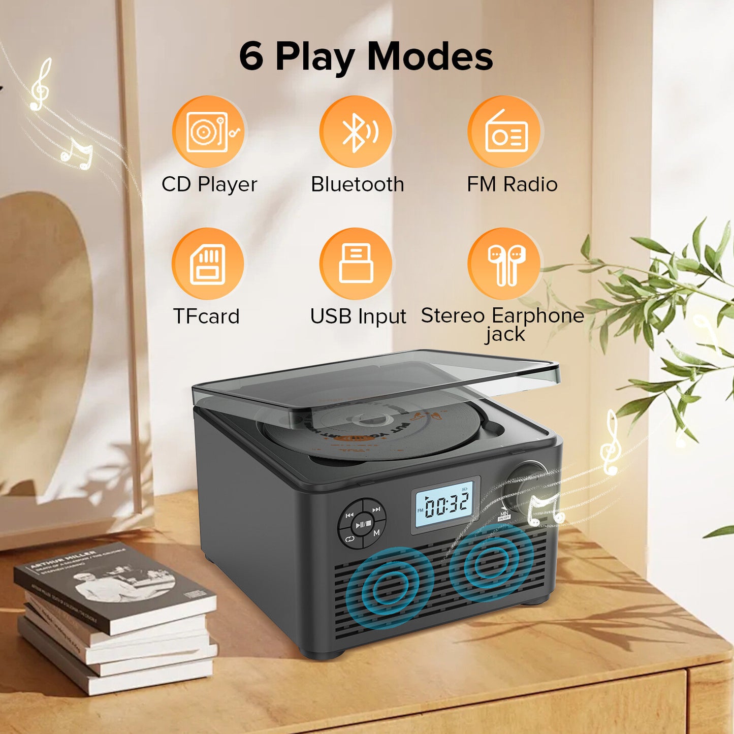 CD Player Portable with Bluetooth Retro Portable CD Player Desktop CD Players