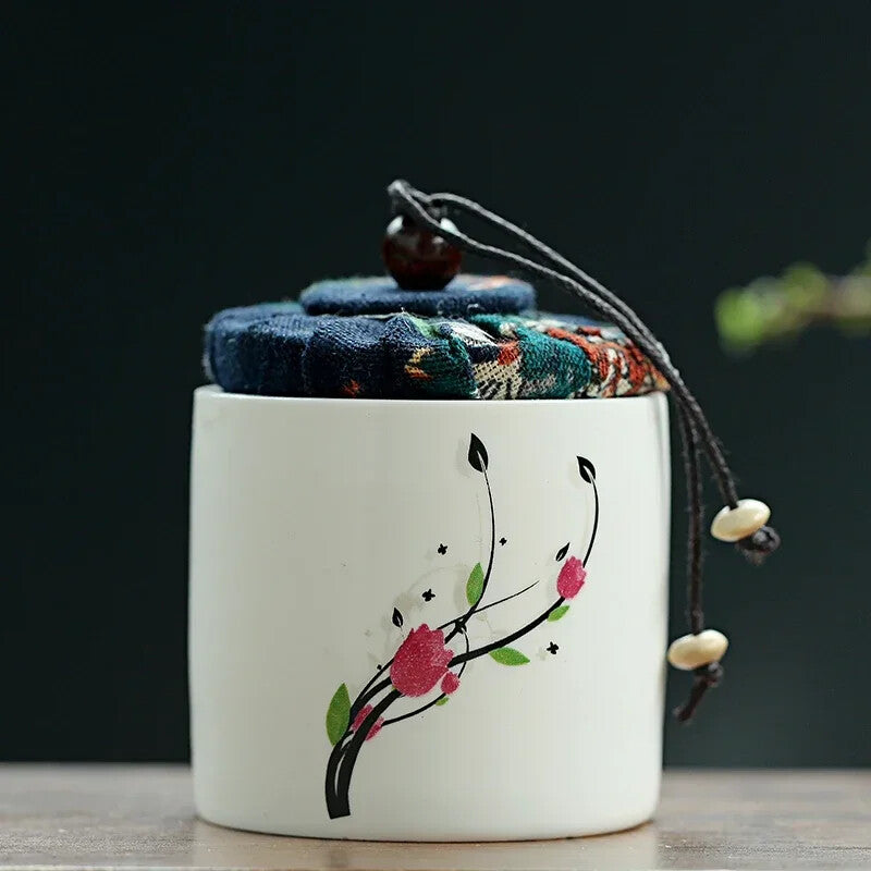 Ceramic Tea Caddy Tieguanyin Storage Tank Portable Travel Tea Box Sealed Tea Jar