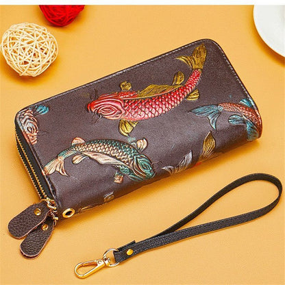 Double Zipper Leather Wallets Purse RFID Large Clutch Money Bags 10*2.5*19.2 CM