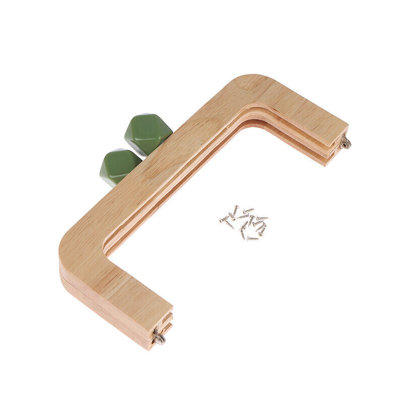 20cm Solid Wood Material Wooden Purse Frame Screws Inside Wood Bag Handle FraWO