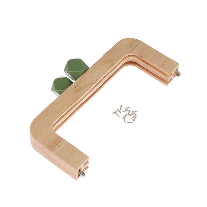 20cm Solid Wood Material Wooden Purse Frame Screws Inside Wood Bag Handle FraWO
