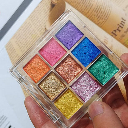 Nail Art Tool 9 Color Paint Solid Watercolor Handmade Acuarelas Palette Painting