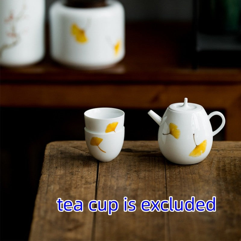 Chinese Tea Pot Ceramic Handmade White China Master Pot Handpainted Tea Brewer
