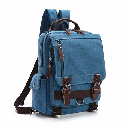 Unisex Canvas Convertible Small Backpack Rucksack Chest Pack Sling Bag Traavel