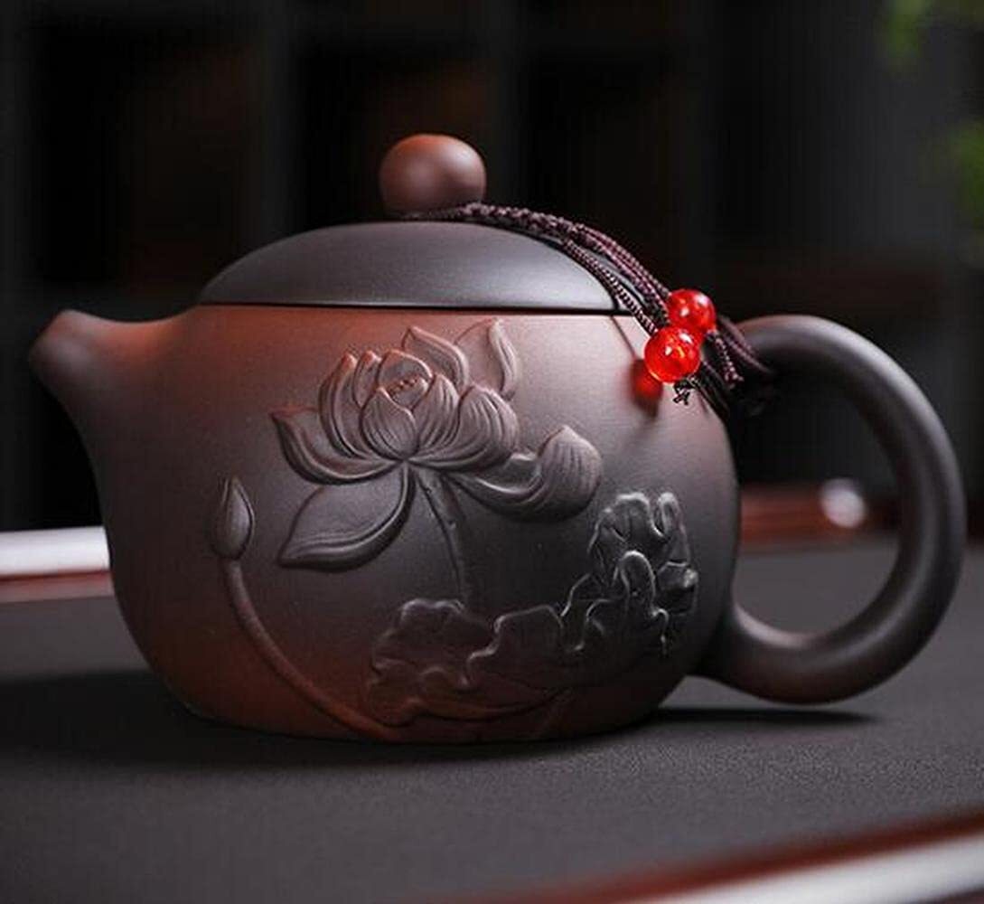 300ml Purple Clay Pot Handmade Lotus Teapot Household Tea Set Kung Fu Tea
