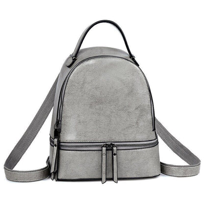 Genuine Leather Rucksack Travel Knapsack School Daypack Oil Wax Cowhide Backpack