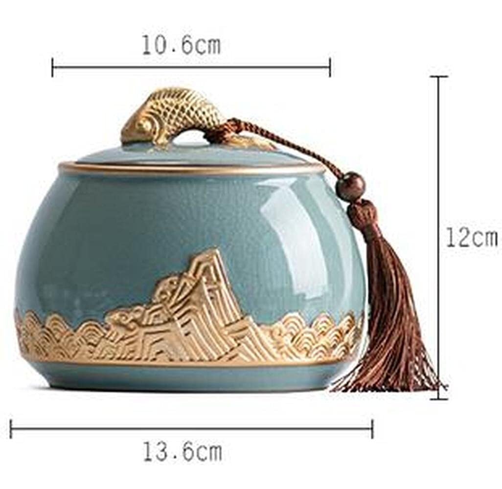 13.6cm Ceramic Tea Caddy Sealed Cans Tea Storage Jar Chinese Kung Fu Tea Set