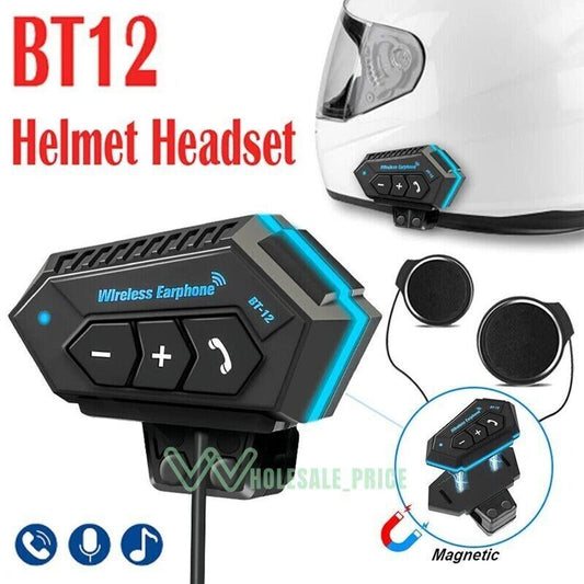 Motorcycle Helmet Headset Wireless Bluetooth Headphone Speaker Hands-Free BT-12