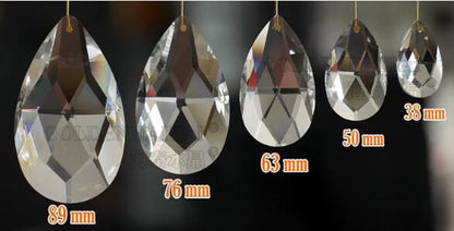 28/38/50/63/76mm Clear Glass Chandelier Crystal Prisms Lamp Parts Teardrop