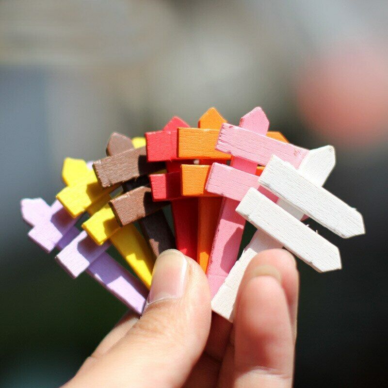 Figurines Mini10 Pcs Wood Crafts Signpost Garden Ornament Resin Crafts Decor