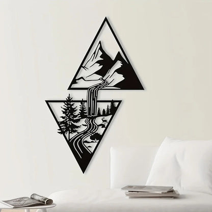Mountain Wall Art Waterfall Metal Wall Art Ornaments Home Decor Metal Wall Art