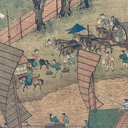 Vintage Antique Chinese Scroll Ming Qiu Ying Qingming Shanghe Tu Xuan Paper