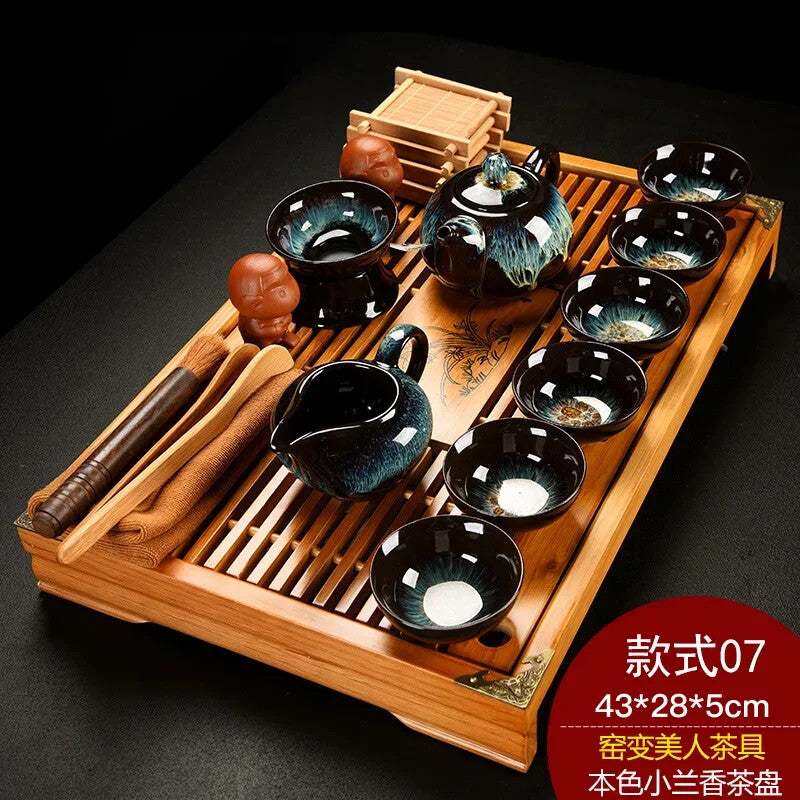 Purple Clay Chinese Tea Cup Set Porcelain Vintage Simple Kung Fu Luxury Tea Set