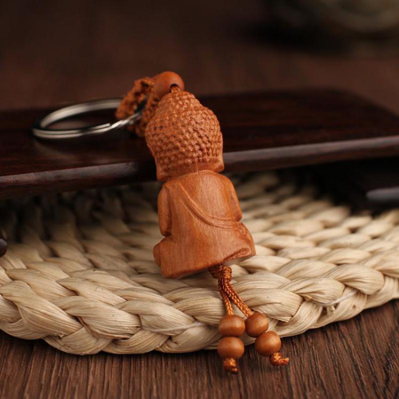 Shakyamuni Peach Wood Keychain Buddha Main Three-dimensional Car Keychain Pendan