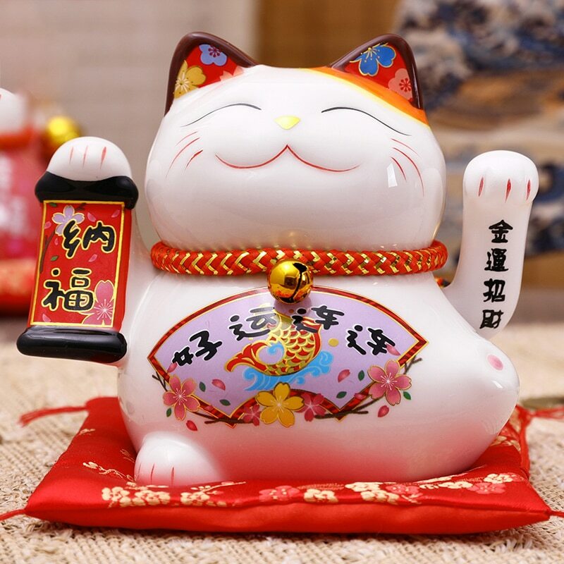 14cm Ceramic Fortune Cat Waving Hand Cat Maneki Neko Home Decoration Lucky Cat