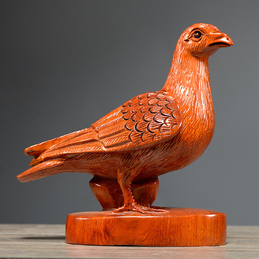 Rosewood Hand Carved Pigeon Peace Dove Statue Bird Sculpture Figurine Decor