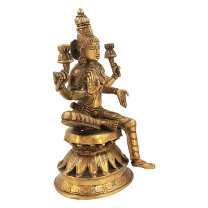 Hindu God Brass Goddess Sitting Laxmi Ji Idol Figurine Statue For Home Decor