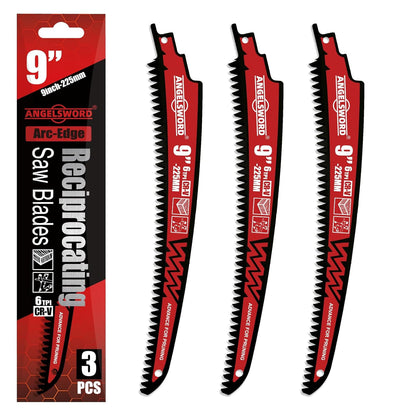 9 Inch Arc Edge Reciprocating Saw Blade, 6TPI, Wood Pruning Saw Blade for Tree T