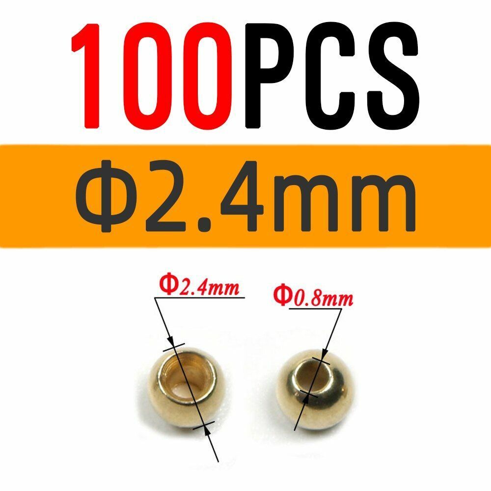 Brass Beads Head 100/500/1000 PCS Fly Tying Nymph Streamer Bugs Hook 2.4mm 2.8mm