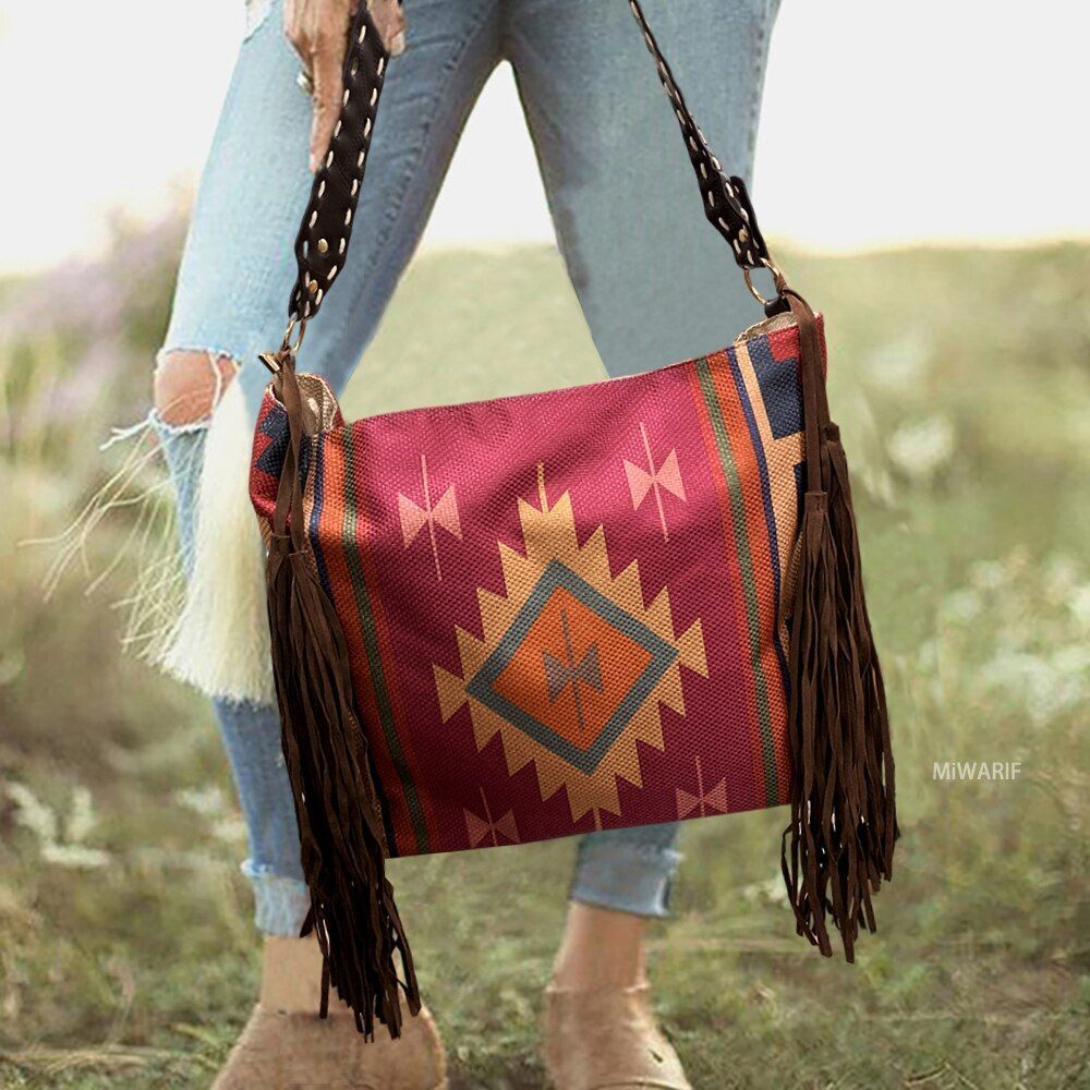 Canvas Linen One Shoulder Bag Female Beach Purse Grassland Retro Crossbody 1 PC