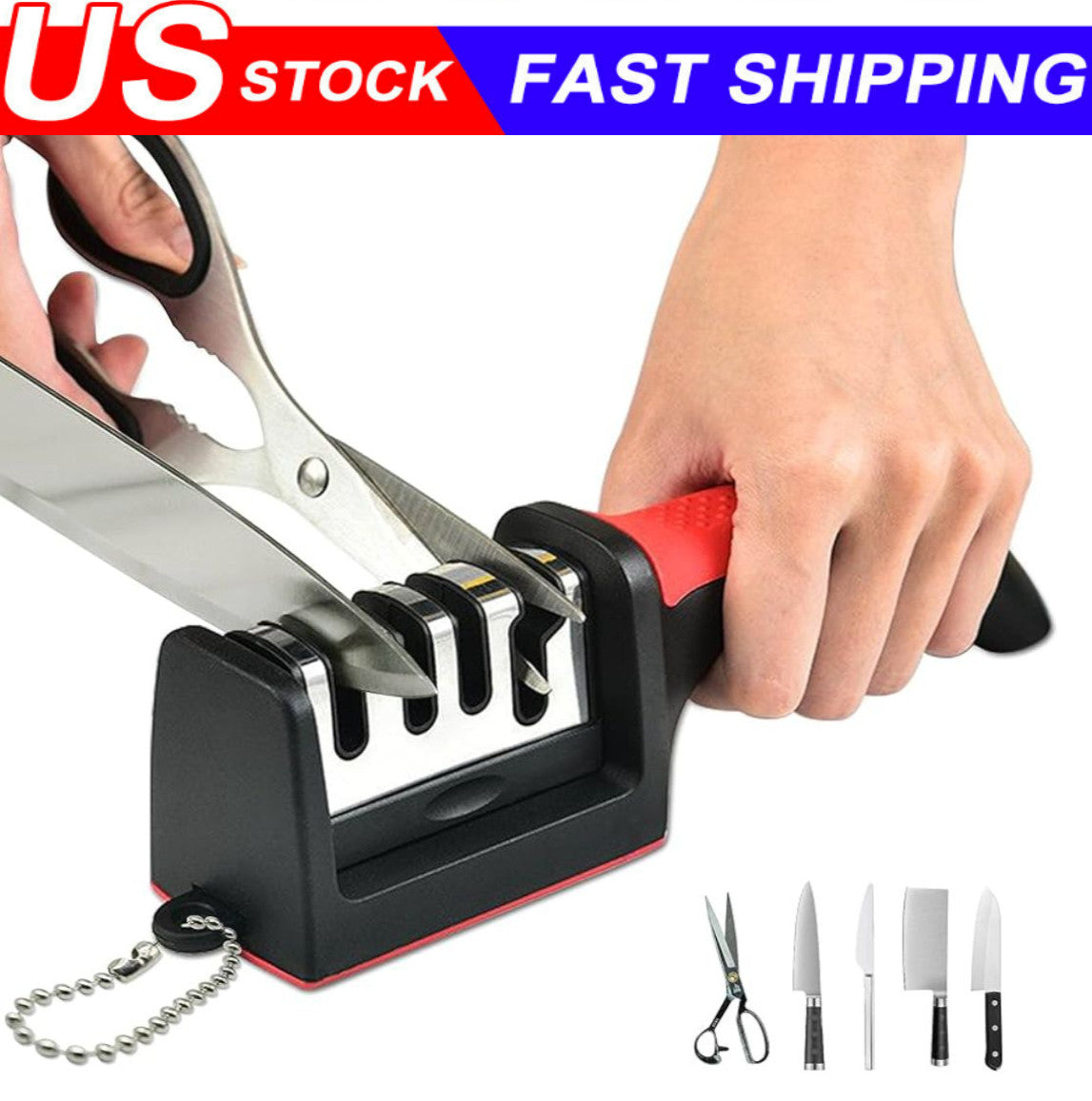 Knife Sharpener Professional Ceramic Tungsten Kitchen Sharpening System 4 Stage