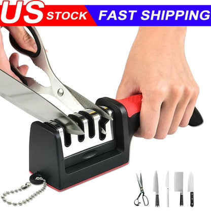 Knife Sharpener Professional Ceramic Tungsten Kitchen Sharpening System 4 Stage