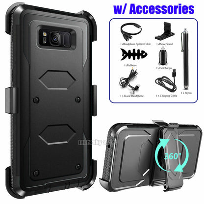 For Samsung Galaxy S8 Plus Rugged Phone Case Cover & Clip Holster + Accessories