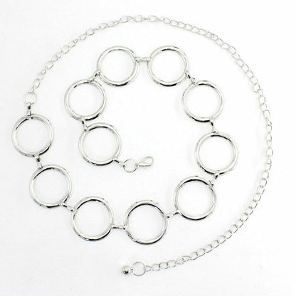 Women Chain Belts Fashion Luxury Metal Rings Dress Decorative Waist Straps 115cm