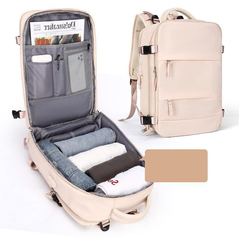 Laptop Backpack USB Charging School Backpack Travel Outdoor Bag 42*31*17 CM Pink