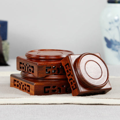 Wooden Display Stands Annatto Pedestal Teapot Vase Bonsai Base Retro Home Decor