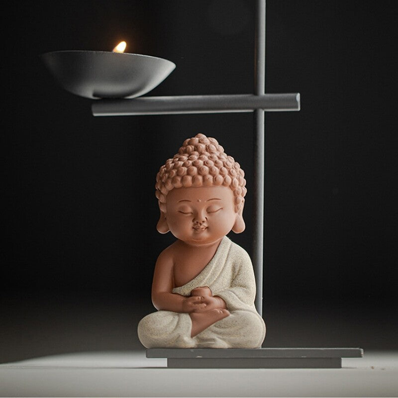Creative Tea Pet Monk Statue Purple Clay Zisha Table Decoration Buddha Mascot