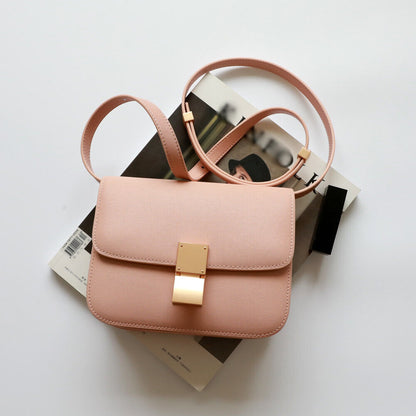 Real Leather Small Flap Box Square Clutch Shoulder Bag Purse Crossbody Trunk