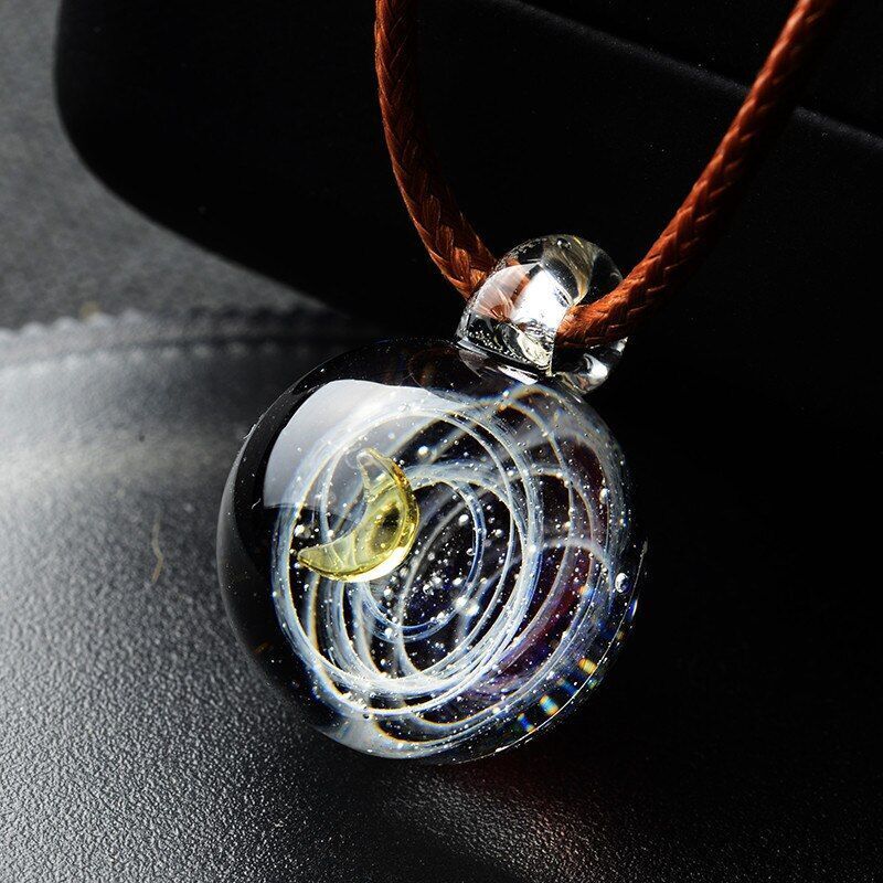Necklace Pendant Nebula Cosmic Handmade Galaxy Men Women Jewelry 45cm Glass Rope