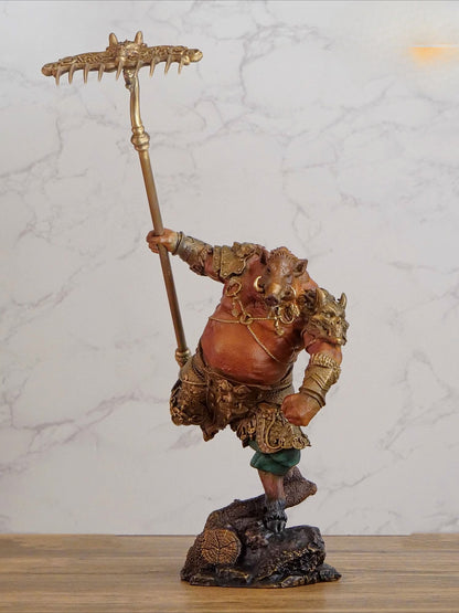12.5" Brass Pigsy Statue Marshal Tianpeng Figure Sculpture Artwork Collection