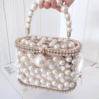 Pearl Handbag and Purses Women Wedding Party Clutch Bag Handle Evening Bags