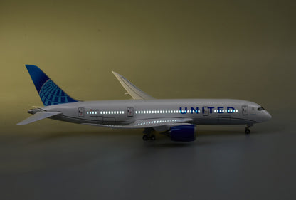 1:130 43CM UNITED BOEING 787 Plane Airplane Led Sound Light Resin Aircraft Model