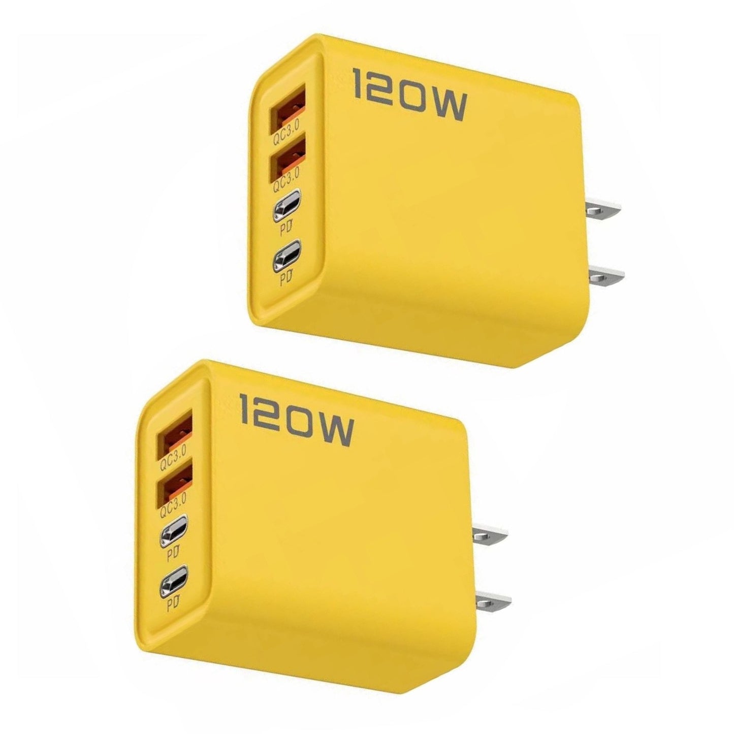 2Pcs Universal 4-Port USB C Quick Wall Charger Block For Cell Phone iPad US Plug