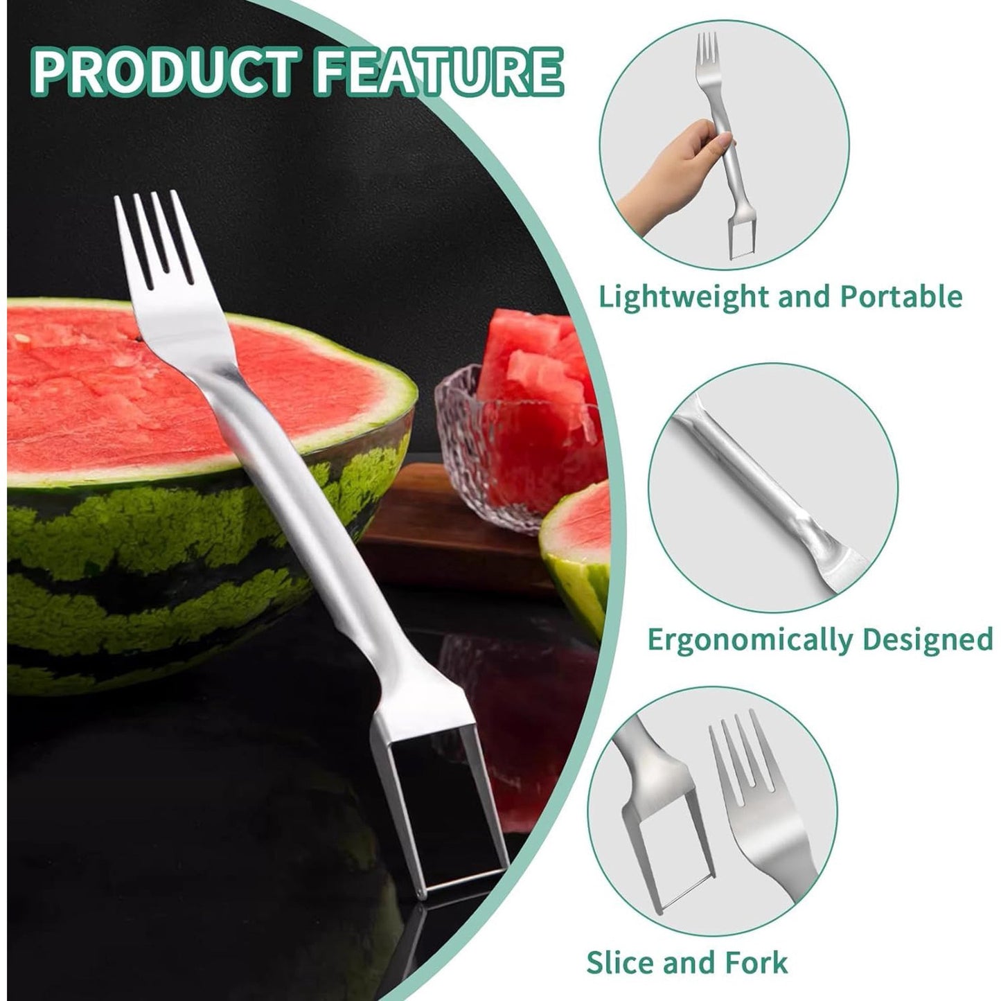 Lot Watermelon Slicer Cutter,2-in-1 Fork Stainless Steel Fruit Cutting Artifact